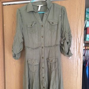 Green button down dress